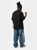 Denim Contrast Striped Stitching Barrel Jeans - 2504