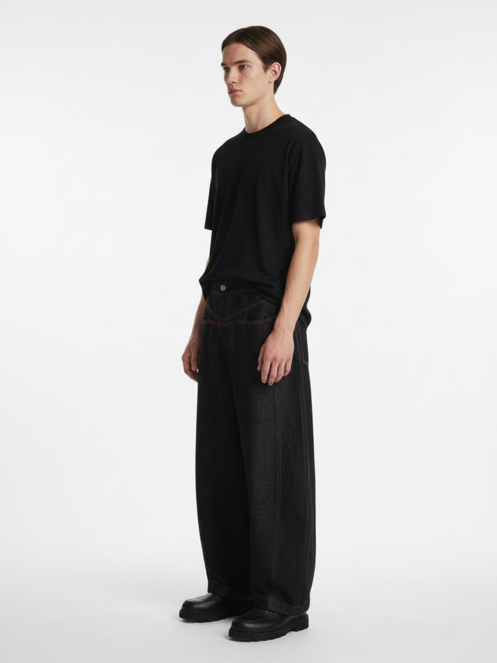 Street Culottes Red Stitching Barrel Jeans