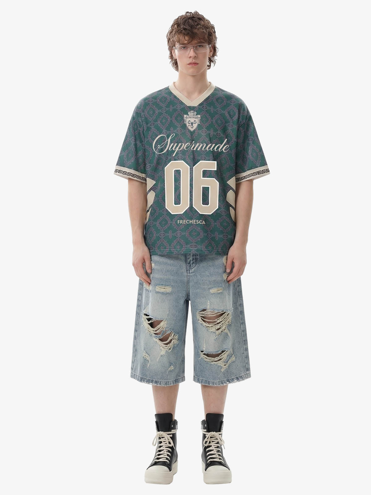 Retro Baroque Pattern Jersey T-Shirt