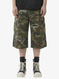 Retro Ripped Camouflage Cropped Jorts - 2387