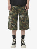 Retro Ripped Camouflage Cropped Jorts - 2387