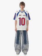 Colorblock Star Print Mesh Jersey T-Shirt
