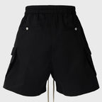 Black Loose Cargo Shorts — front view