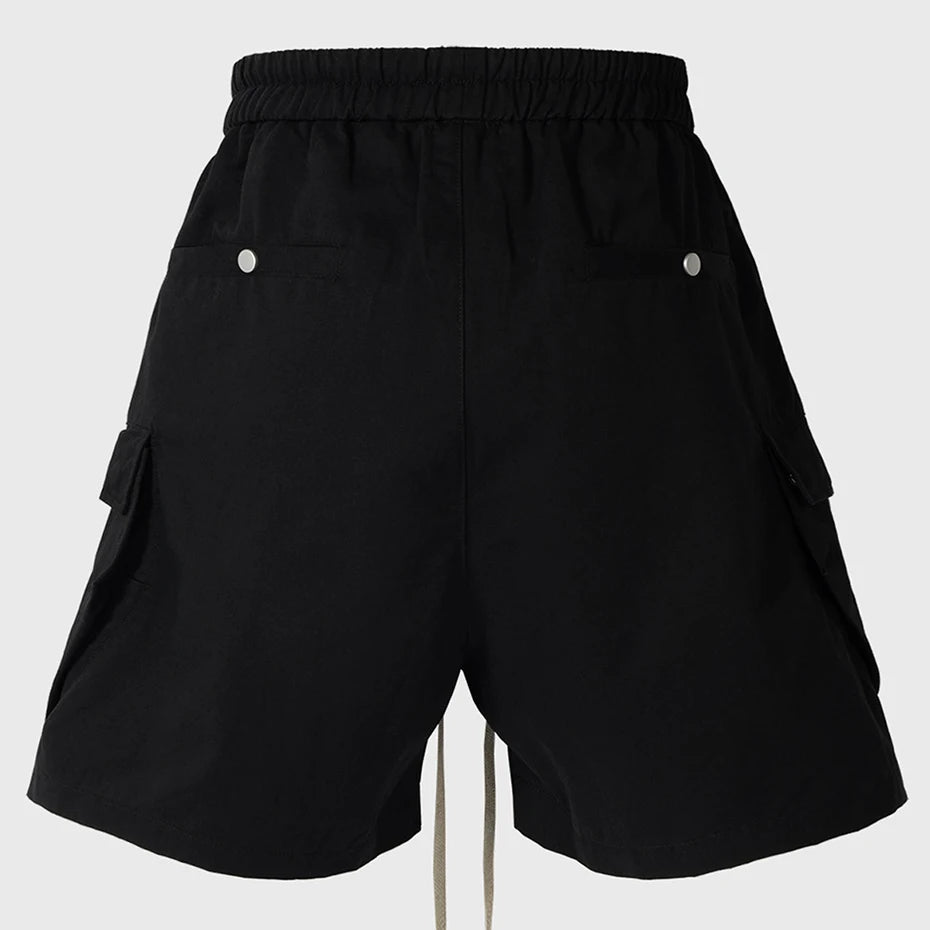 Black Loose Cargo Shorts — front view