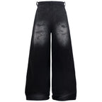 Loose Vintage Black Denim Baggy Jeans — back view