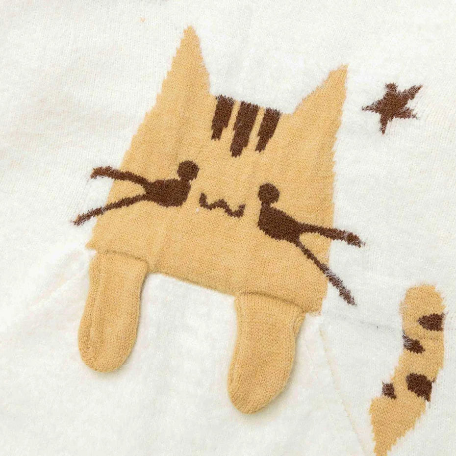 Sweaters Y2K Cat Graphic Knit Oversized Sweater — fit shot