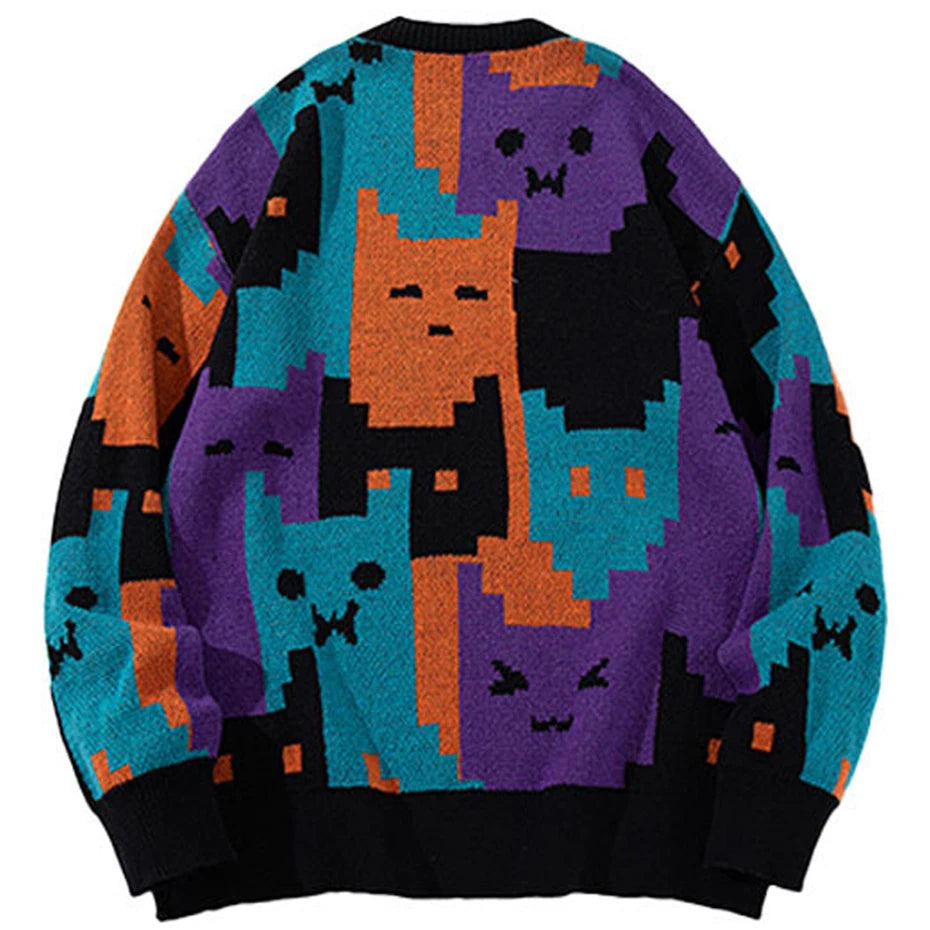 Y2K Cartoon Graphic Knit Oversized Sweater — front view