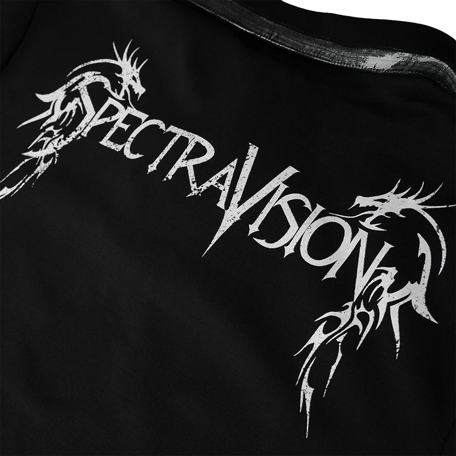 Y2K Black Oversized T-Shirt — fabric close-up