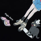 Cartoon Girl Print T-Shirt — back view