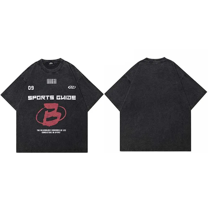Letter Vintage Black Washed T-Shirt — fabric close-up