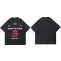 Letter Vintage Black Washed T-Shirt — fabric close-up