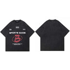 Letter Vintage Black Washed T-Shirt — fabric close-up