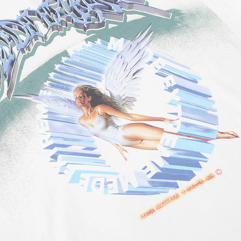 Retro Angel Print Loose T-Shirt — styling shot