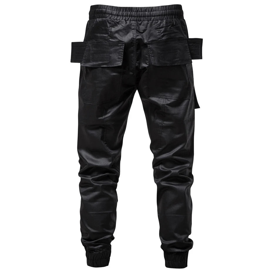 Punk Black Cargo Pants — back view