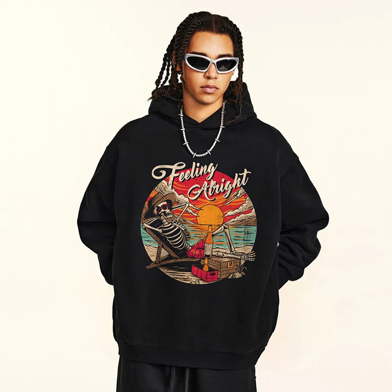 Skull Skeleton Graphic Hoodie — front view