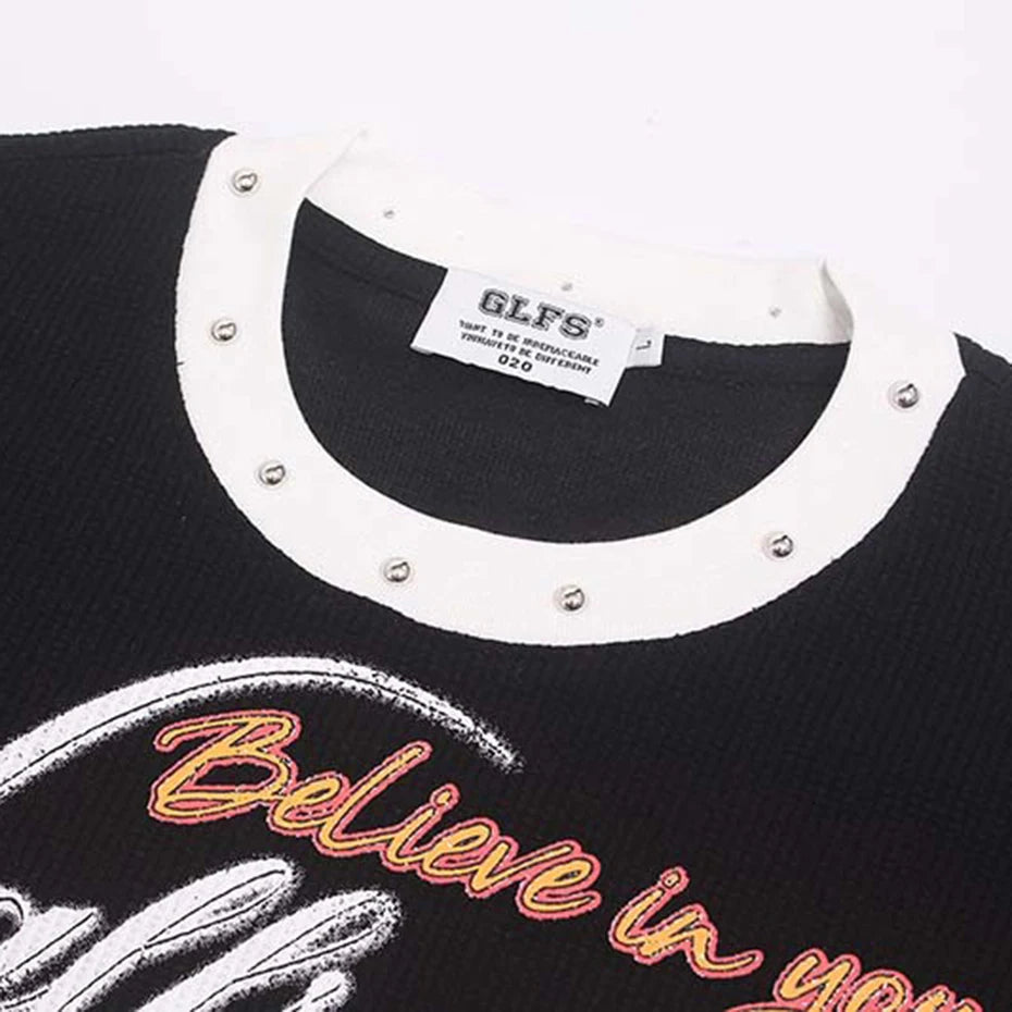 Y2K Graphic Oversized Long Sleeve Tee — back view