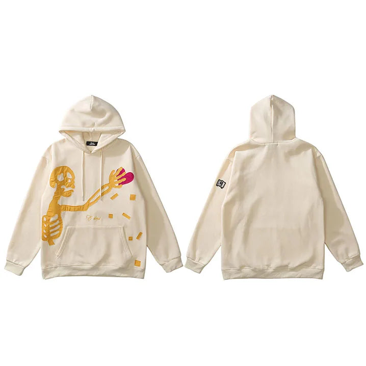 Human Skeleton Hooded Fleece Hoodie — detail shot