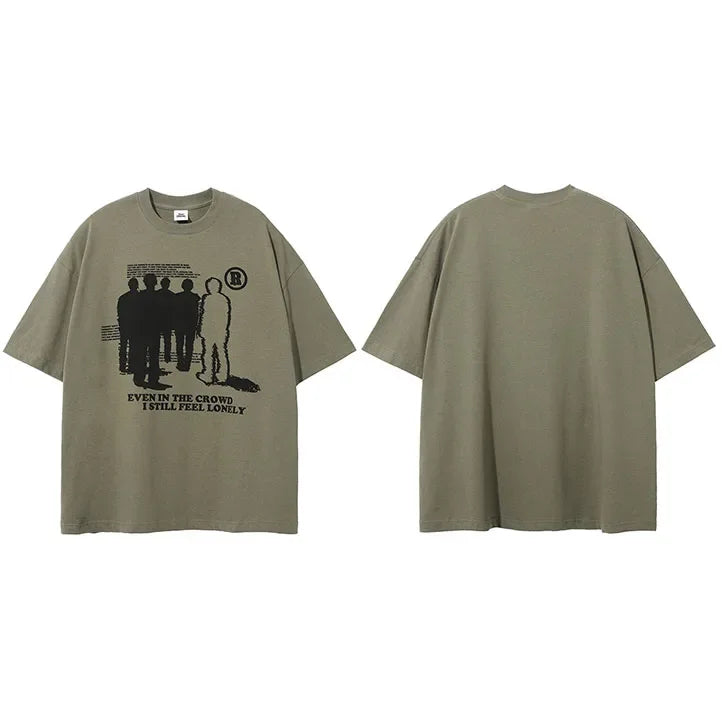 Black Lonely Shadow Graphic T-Shirt — flat lay