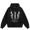 Cotton Black Graphic Hoodie — fabric close-up