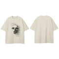 Beige Face Graphic T-Shirt — fabric close-up