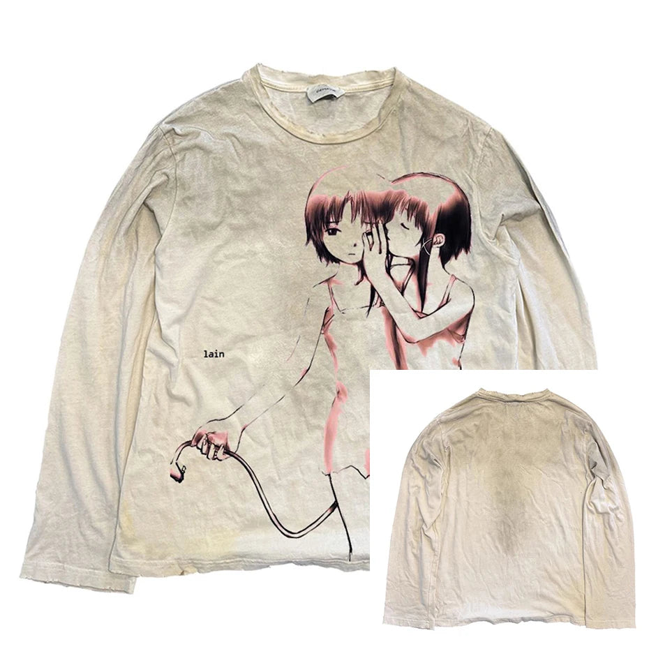 Vintage Anime Graphic Oversized T-Shirt — flat lay