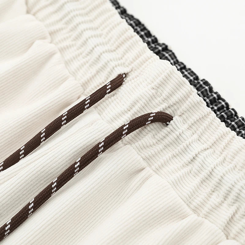 Sport Striped Corduroy Baggy Varsity Jacket — fabric close-up