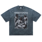 Blue Vintage Graphic Oversized T-Shirt — back view