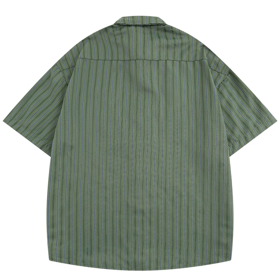 Vintage Striped Loose Shirt — detail shot