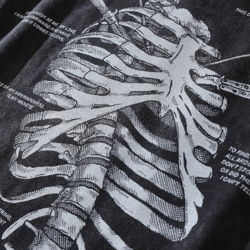 Skeleton Graphic Loose T-Shirt — fit shot