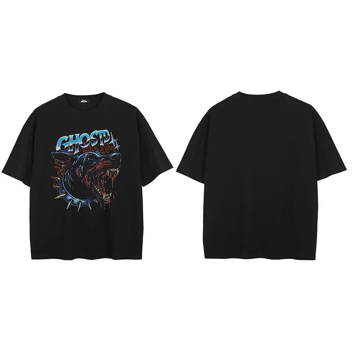 Punk Black Dog Faded T-Shirt — side view