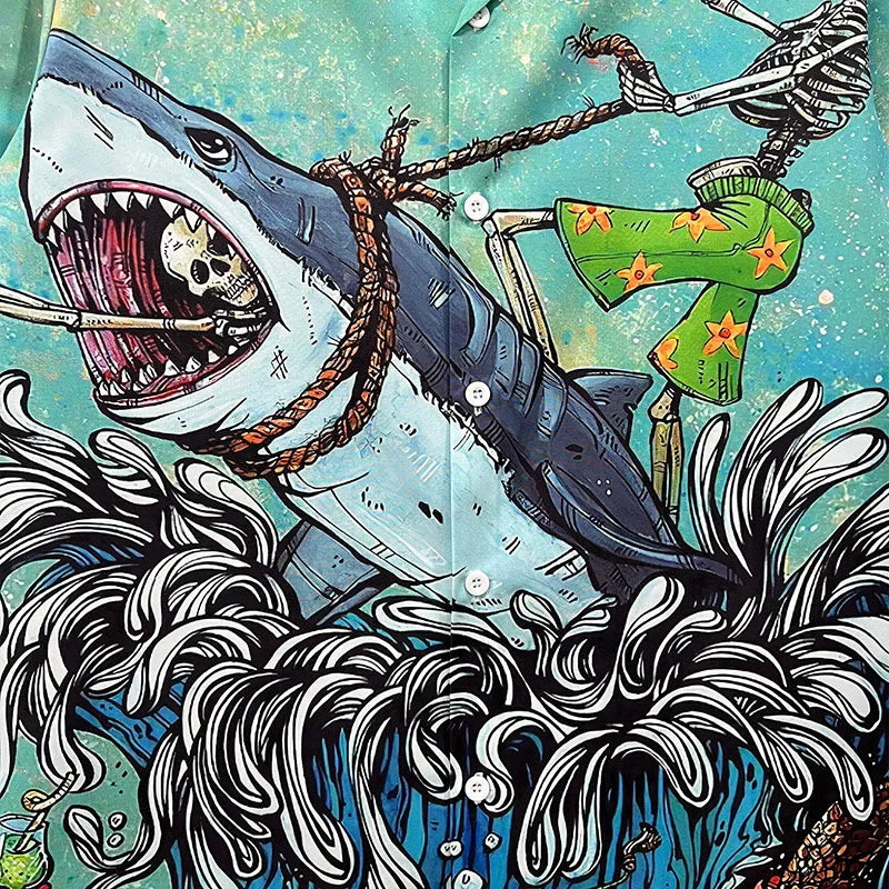 Shark Graphic Oversized Shirt — front view