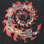 Vintage Black Burning Skull Graphic Oversized T-Shirt — fit shot