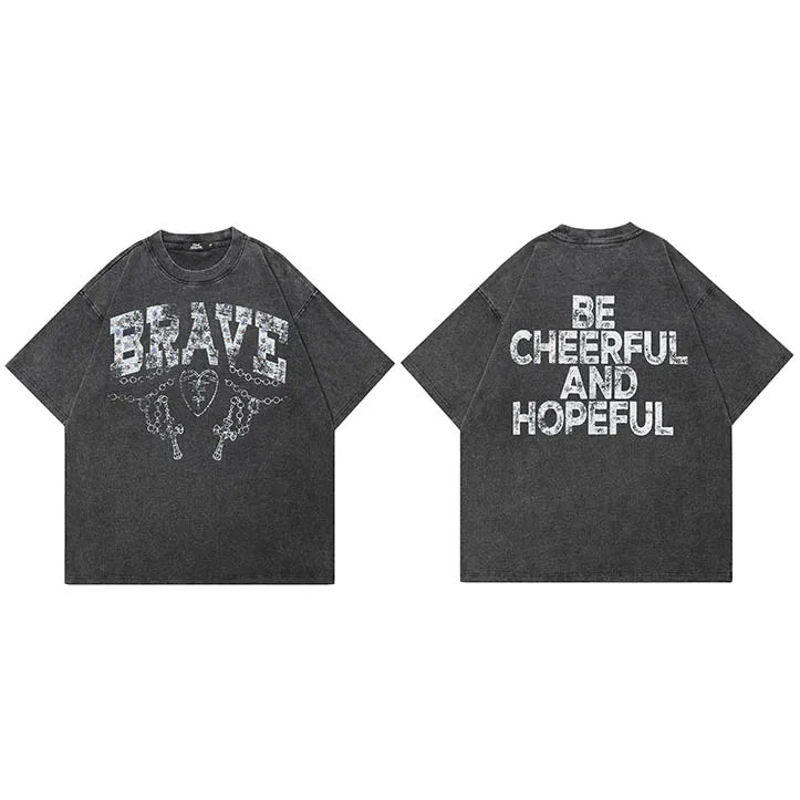 Retro Black Cross Washed T-Shirt — side view