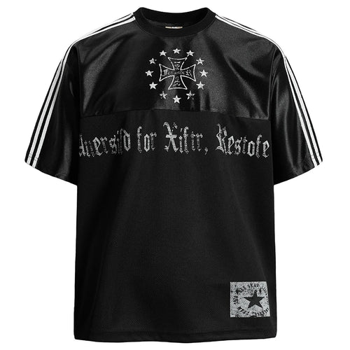 Black Cross Star Graphic Loose T-Shirt — styling shot