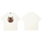 Black Cartoon Cats Graphic T-Shirt — side view