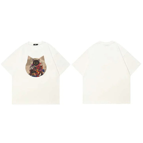 Black Cartoon Cats Graphic T-Shirt — side view