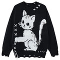 Funny Y2K Cat Knit Oversized Sweater — styling shot