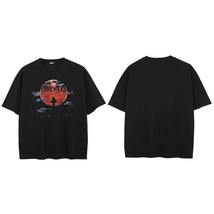 Black Sun Eye Faded T-Shirt — fit shot