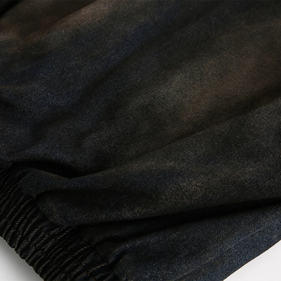 Vintage Padded Denim Oversized Puffer Jacket — fabric close-up