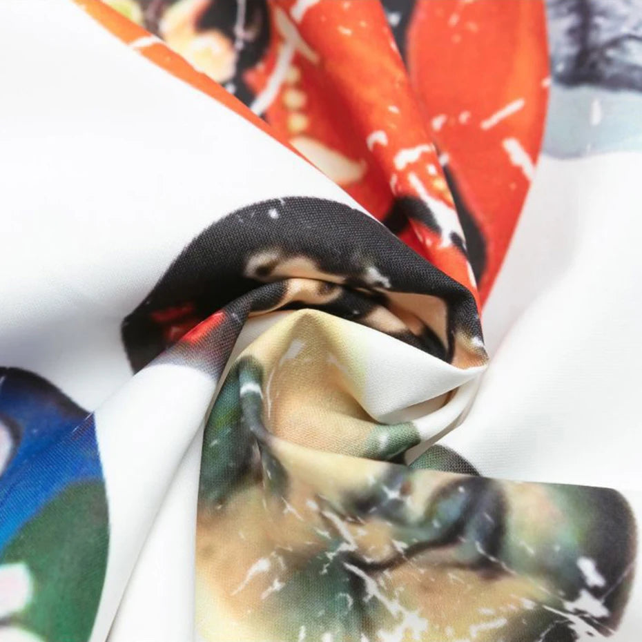 Cats Graphic Loose Shirt — fabric close-up