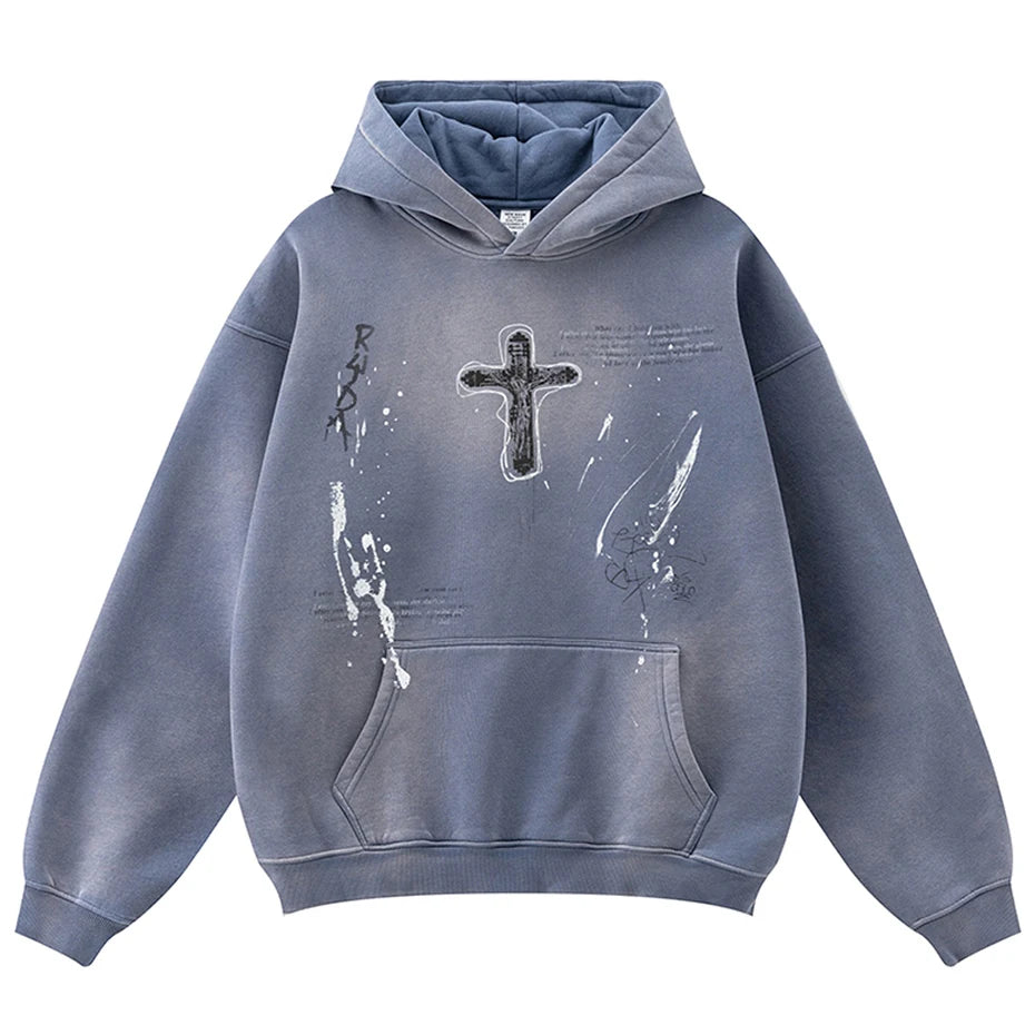 Vintage Cross Graphic Oversized Hoodie — styling shot