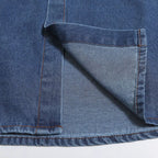 Vintage Cat Embroidered Denim Loose Shirt — fabric close-up