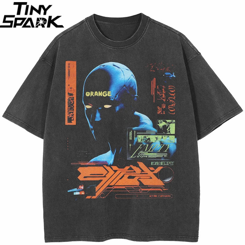 Aesthetic Vintage Black Washed T-Shirt — front view