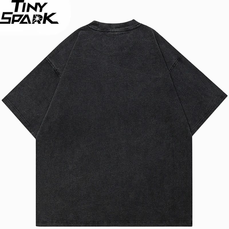 Retro Black Face Washed T-Shirt — back view