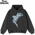 Black Robot Graphic Oversized Hoodie — front view