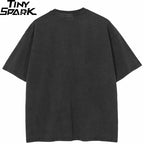 Retro Black Scary Eye Washed T-Shirt — back view