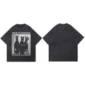Animal Vintage Black Doberman Dog Washed T-Shirt — fabric close-up