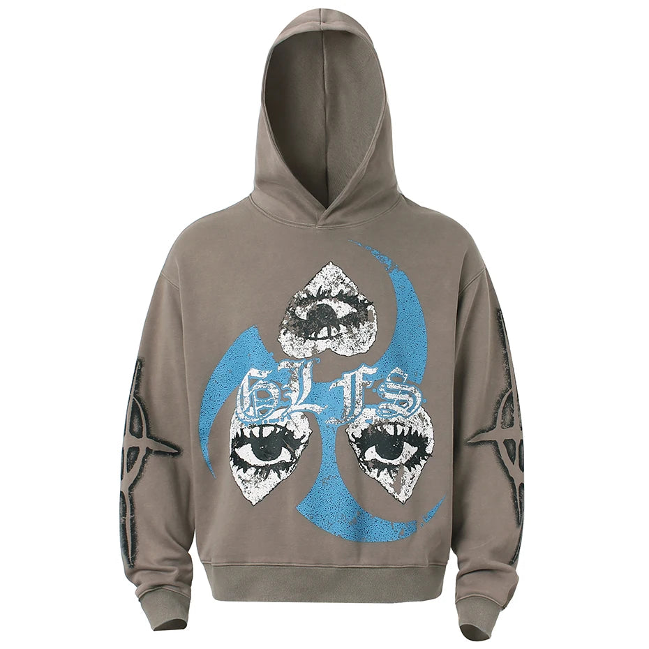 Eyes Graphic Oversized Hoodie — back view