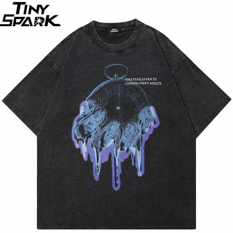 Time Vintage Black Washed T-Shirt — front view