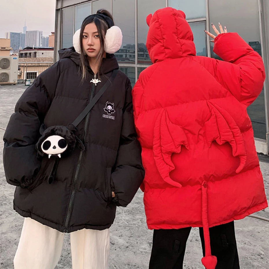 Wings Padded Oversized Puffer Jacket — fabric close-up